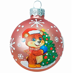 Шар "Медвежонок у ёлочки", 65мм, в подарочной упаковке КУ-65-234076