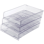 Лотки горизонтальные для бумаг, КОМПЛЕКТ 3 шт., 340х270х70 мм, прозрачный, BRAUBERG "Office", 237258