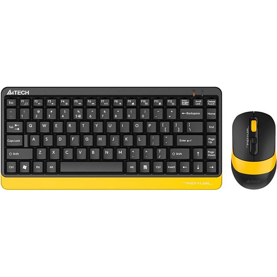 Клавиатура+мышь БП A4TECH Fstyler FG1110 черный/желтая