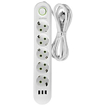 Сетевой фильтр  2.0м QUMO Power Bar Light SPFS (P-0009), белый, 5 розеток, 10A
