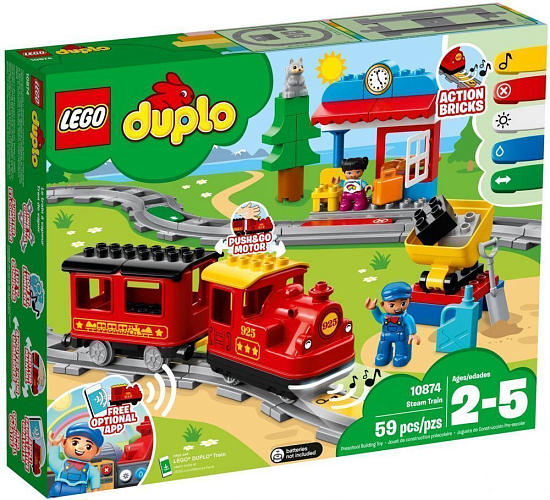 Конструктор LEGO DUPLO 10874 Town Поезд на паровой тяге (Уценка)