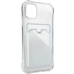 Силиконовый чехол STR для iPhone 12 Mini с отделением под карту (прозрачный)