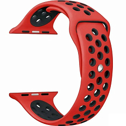 Силиконовый ремешок для Apple Watch Nike 42/44/45/49mm Темно красный с черным