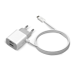 Сетевое ЗУ 2USB 2.1A JET.A UC-C14 Type-C белое