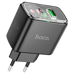 Сетевое ЗУ 1USB/1Type-C 3A HOCO CS42A, Smart, черный, 30Вт, PD, QC 3.0