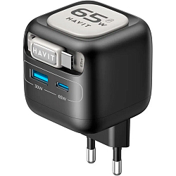 Сетевое ЗУ 1USB/1Type-C HAVIT UC253 Black, Type-C, 65W