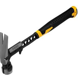 Молоток строительный DENZEL 450 г, цельнокованый,боек с магнитом, двухкомп. обрезин. рук-ка //10468