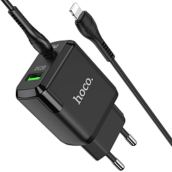 Сетевое ЗУ 1USB/1Type-C 3.0A HOCO N5 PD 20W+QC3.0, черный