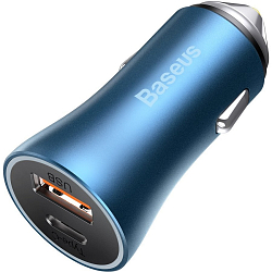 Авто ЗУ 2USB 5A BASEUS синий, USB <--> Type-C, 40W (TZCCJD-A0G)