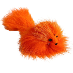 Мышь из натурального меха, до 11 см с хвостом, оранжевая