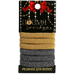 Резинки для волос новогодние «Время мечтать» на Новый год, набор 6 шт, d = 4 см