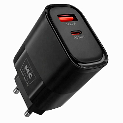 Сетевое ЗУ 1USB/1Type-C 3A MORE CHOICE NC81 Black, PD20W