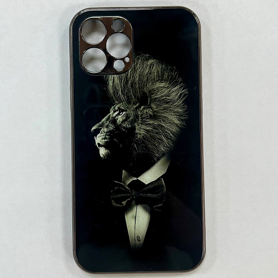 Задняя накладка Craft, для iPhone 12 Pro Max, стекло c принтом, "Лев"