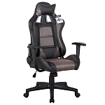 Кресло компьютерное BRABIX GT Racer GM-100, две подушки, ткань, экокожа, черное/коричневое, 531819