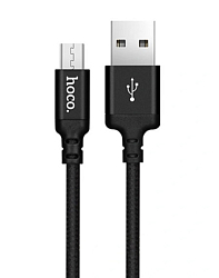 Кабель USB <--> microUSB  1.0м HOCO X14 в переплёте, чёрный