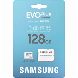 MicroSD 128Gb Samsung Class 10 Evo Plus A2 V30 UHS-I  (R/W  90/160 MB/s) + адаптер SD