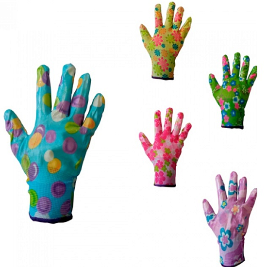 Перчатки нейлоновые САДОВЫЕ ЛЮКС микс цветов г.Пенза