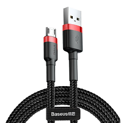 Кабель USB <--> microUSB  1.0м BASEUS Cafule черный с красным (CAMKLF-B91)