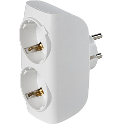 Тройник 2 гн. SMARTBUY SBE-16-A04w-2z, белый, с заземлением 16А