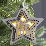 Ёлочная игрушка «Звезда с оленем», от батареек, свечение тёплое белое