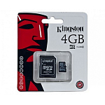 Micro SD  4Gb Kingston Class 4 с адаптером SD