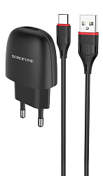 Сетевое ЗУ 1USB 2.1A BOROFONE BA49A, Vast power, Type-C, чёрный