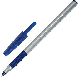 Ручка шариковая с грипом BRAUBERG "i-STICK POINT", СИНЯЯ, корпус серый, линия письма 0,35 мм, 144021