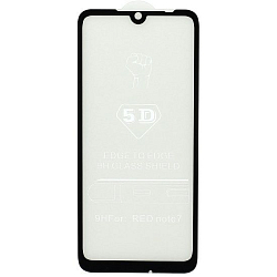 Противоударное стекло 5D NONAME для XIAOMI Redmi Note 7 черное полный клей, в техпаке