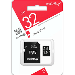 Micro SD 32Gb Smart Buy Class 10 с адаптером SD (SB32GBSDCL10-01LE)