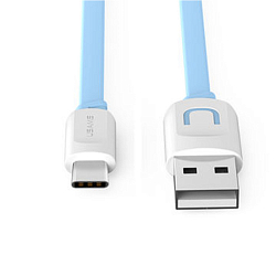 Кабель USB <--> Type-C  1.0м USAMS US-SJ113, плоский, голубой