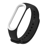 Силиконовый ремешок ZIBELINO для Xiaomi Mi Band 5 черный с белой вставкой