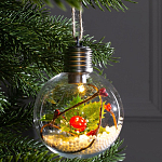 Ёлочный шар «Листочек», батарейки, 1 LED, свечение тёплое белое