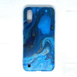 Задняя накладка GRESSO для Samsung Galaxy A01 (2020) синий. Абстракция. Мрамор синий