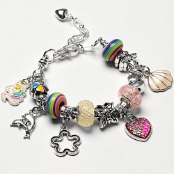 Набор для создания браслетов "Подарок для девочек", единорог, ячейки, 48 предметов, цветной