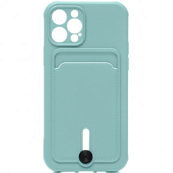 Задняя накладка ZIBELINO Card Holder для iPhone 13 Pro (мятный) с выталкивателем карты