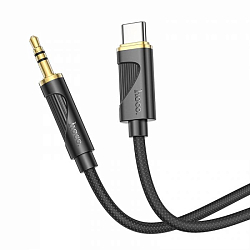 Кабель Jack 3.5 <- > Type-C  1.0м HOCO UPA30, Friend, черный