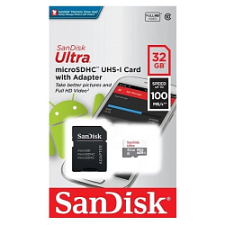 Micro SD 32Gb SanDisk Class 10 Ultra Light UHS-I  (100 Mb/s) + адаптер SD