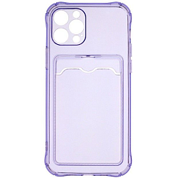 Задняя накладка ZIBELINO Silicone Card Holder Case для iPhone 12 Pro (сиреневый) защита камеры