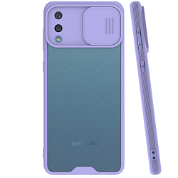 Силиконовый чехол REALM для Samsung Galaxy A02 (Сиреневый) со слайд-камерой