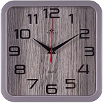 Часы настенные РУБИН "Классика" квадрат 22х22см, корпус серый "Текстура дерева" (2223-012)