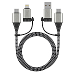 Кабель Type-C <--> Type-C/USB/Lightning  1.2м DEPPA черный (72311)