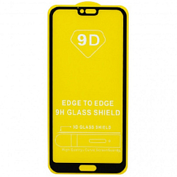 Противоударное стекло 9D NONAME для HUAWEI Honor 10 черное, полный клей, в техпаке