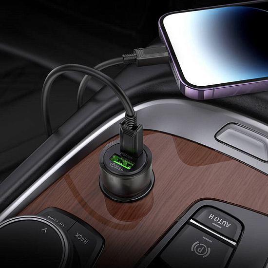 Авто ЗУ 1USB/1Type-C HOCO Z52 Spacious, черный, 38W, PD38W + QC3.0