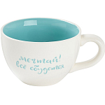 Кружка Доляна «Облачко», 475 мл, керамика, белая/бирюзовая 10611775