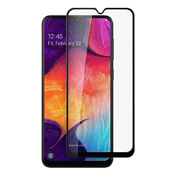 Противоударное стекло 11D NONAME для SAMSUNG Galaxy A20 черное, полный клей, в техпаке