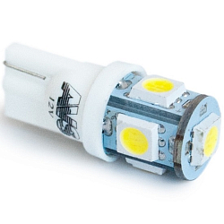 Лампа светодиодная AVS T027 Т10/белый/ (W2,1x9,5d) 5SMD 5050 3 chip, W5W, блистер 2 шт.