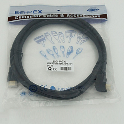 Кабель HDMI <--> HDMI  3.0м BEHPEX, 1 угловой разъем, черный