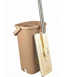 Швабра с ведром 10л VEPSMANN (ручка скл 120см,насадка м/ф 12*32см лип,10л(6+4),2слива),бежевый,VN-016