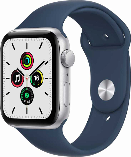 Часы Apple Watch SE (2021), 44 мм, (MKQ43) Silver / Abyss blue, Sport Band (AE)