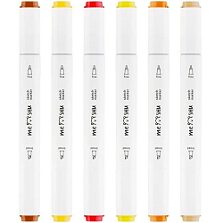 Набор двусторонних маркеров для скетчинга MESHU 06цв., осенние цвета, корпус трехг MS_38251